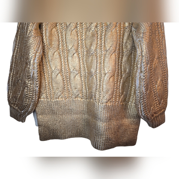 Ted Baker Gold Foil Heavy Knit Sweater, Size Small - Picture 9 of 11